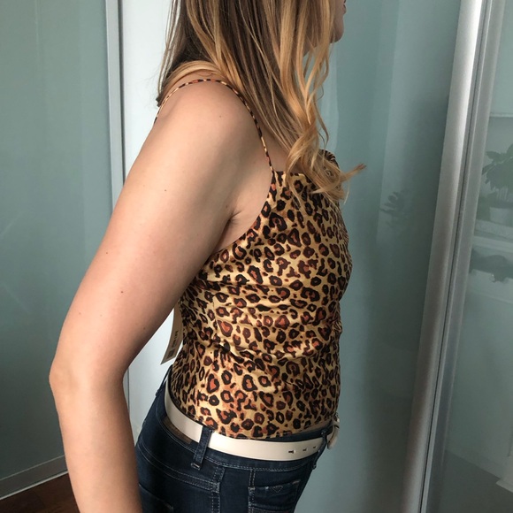 Zara Leopard Pattern Satin Top - Picture 4 of 8